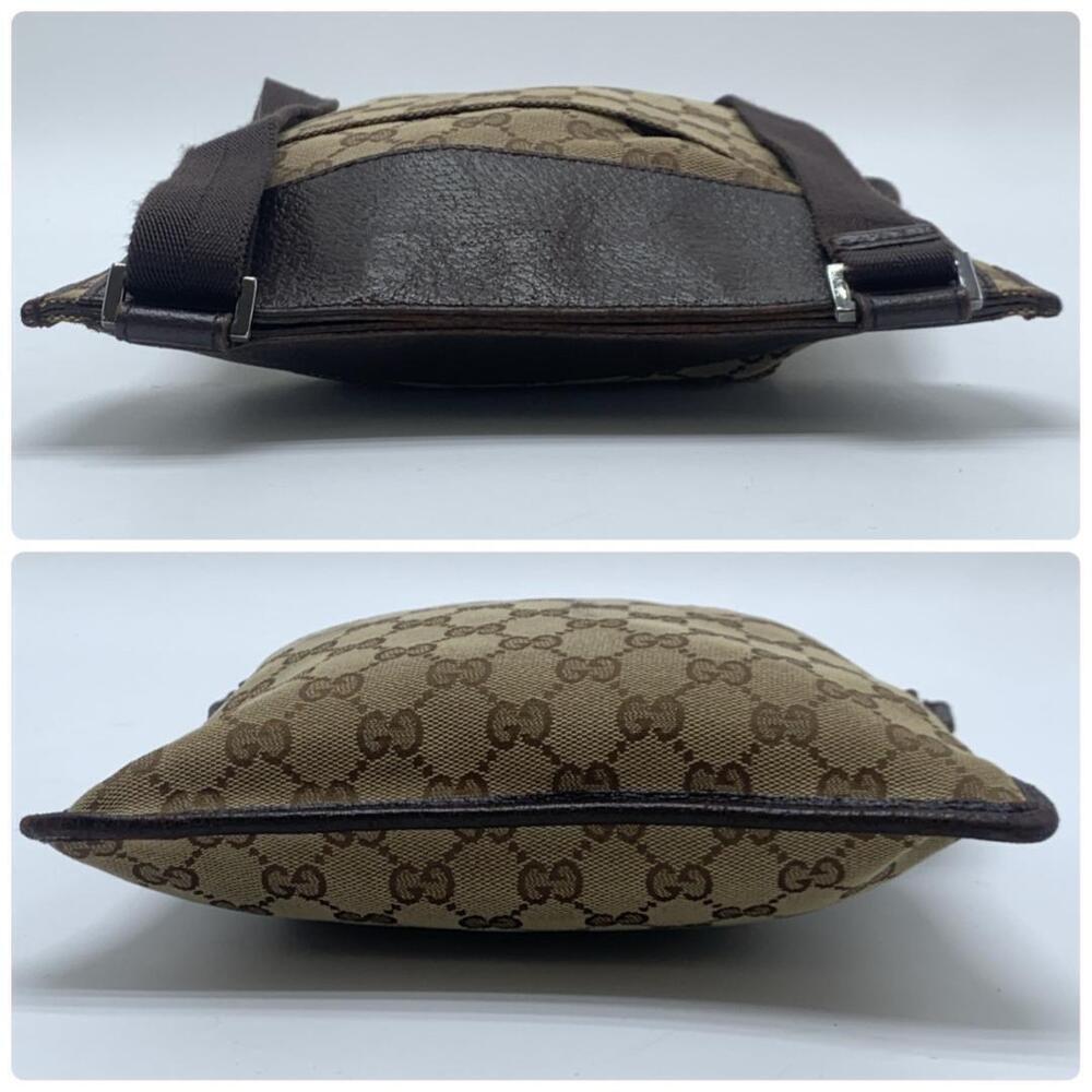 GUCCI GG Canvas Shoulder Bag Crossbody Sacoche Clutch Leather Brown - Picture 7 of 10